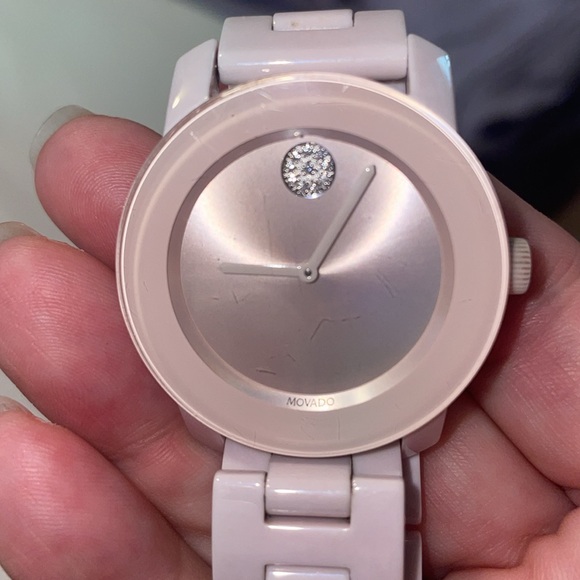 Movado Bold Ceramic Pink Watch. New battery. No box Original price $795. - Picture 1 of 9